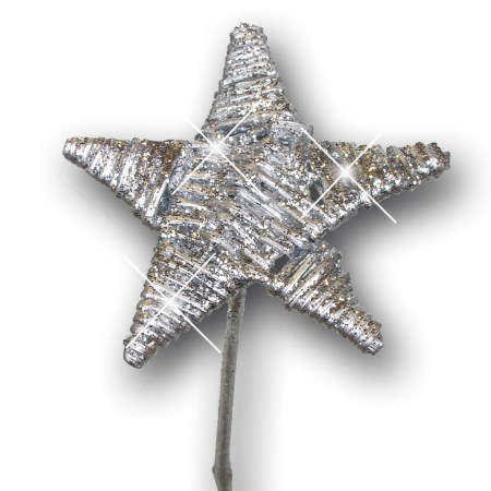 Lata star on stem flat 'silver silver glitter'