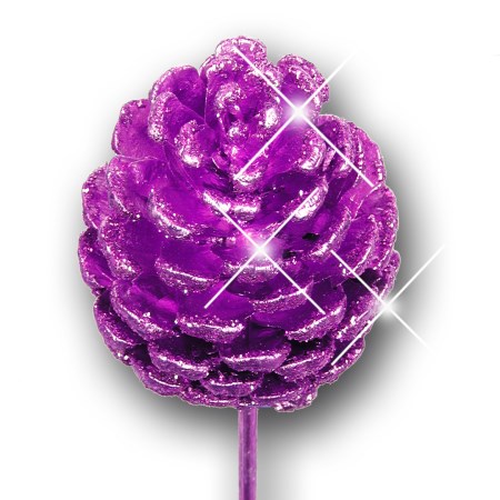 Pine cone on stem 'purple purple glitter'
