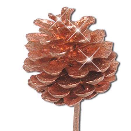Pine cone on stem 'copper copper glitter'