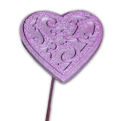 Wood & Felt Heart on stem 'Pastel Lilac'