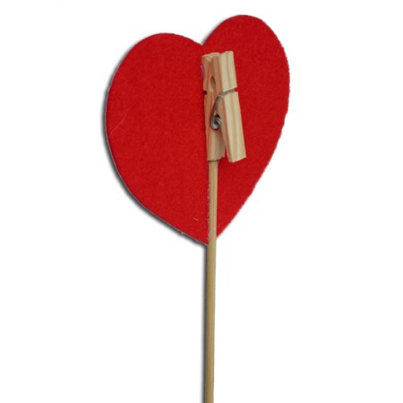 Clothespeg with heart on stem 'red'