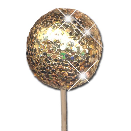 Glitter ball 5 cm on stem 'gold glitter'