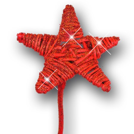 Lata star on stem flat 'red red glitter'