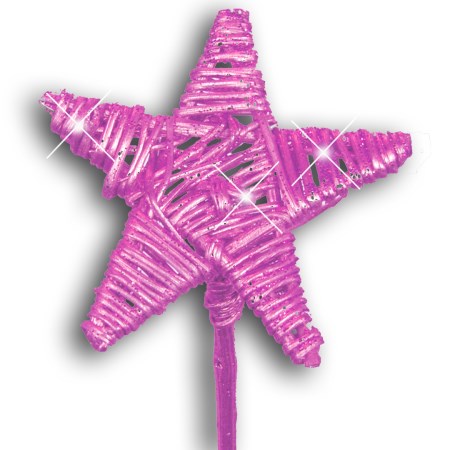 Lata star on stem flat 'pink pink glitter'