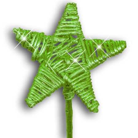 Lata star on stem flat 'green green glitter'
