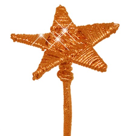 Lata star on stem flat 'orange gold glitter'