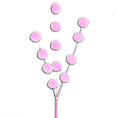 Furry ball spray on stem 'Pink'