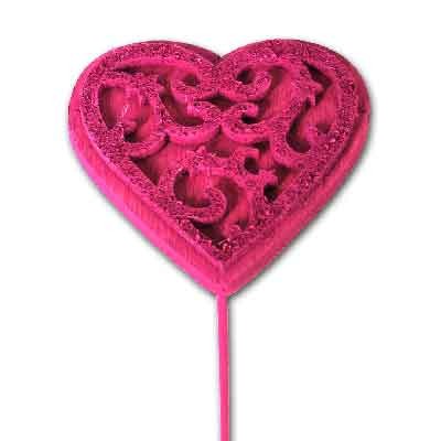 Wood & Felt Heart on stem 'Pastel Pink'