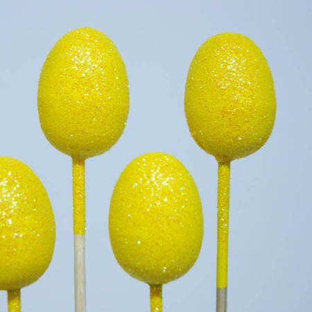 Egg on stick 'Crystal Yellow Glitter'