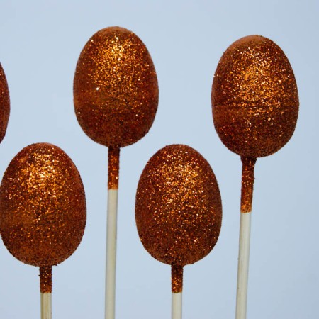 Egg on stick 'Orange Glitter'