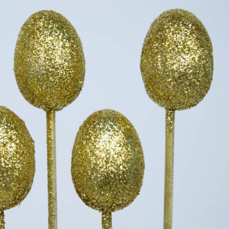 Egg on stick 'Gold Glitter'