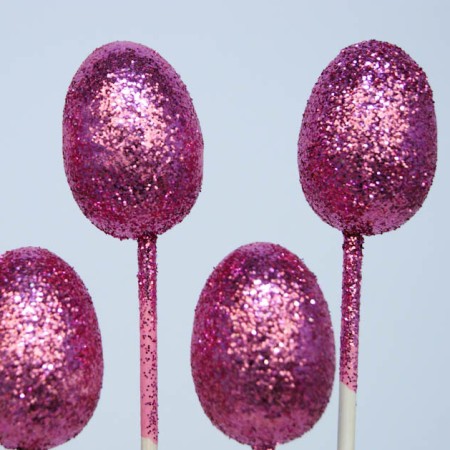 Egg on stick 'Pink Glitter'