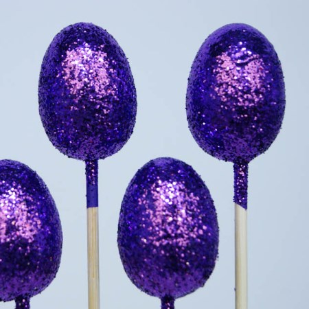 Egg on stick 'Purple Glitter'