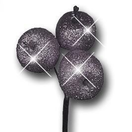 Apple glitter 3 pc on stem 'black multi glitter'