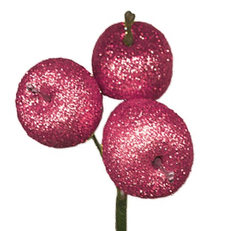 Apple glitter 3 pc on stem 'red red glitter'