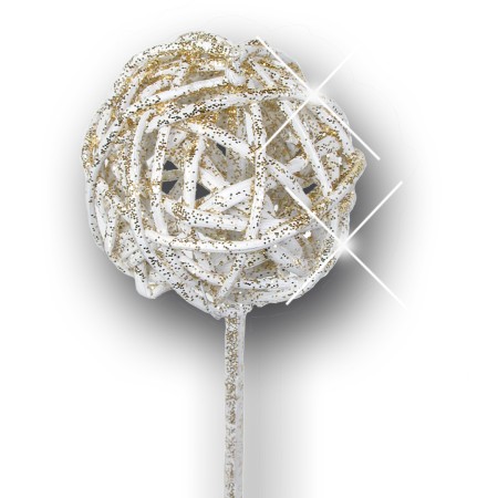 Brunchball 5 cm on stem 'ivory gold glitter'