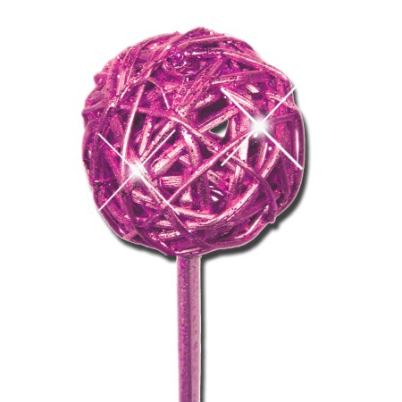 Brunchball 5 cm on stem 'pink pink glitter'