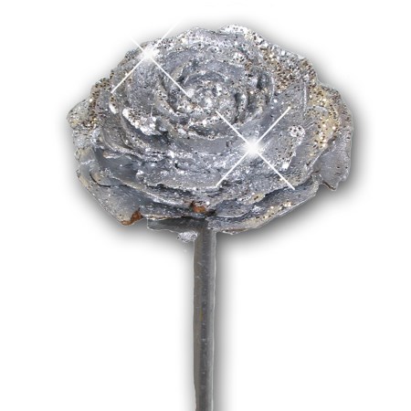 Cedar rose on stem 'silver silver glitter'