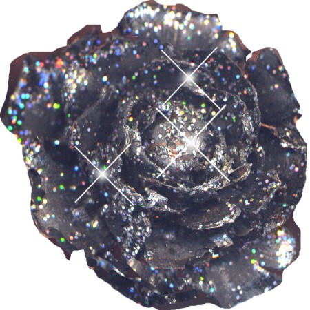 Cedar rose on stem 'black multi glitter'