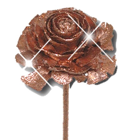 Cedar rose on stem 'copper copper glitter'