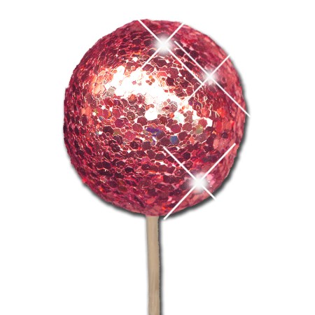 Glitter ball 5 cm on stem 'red glitter'