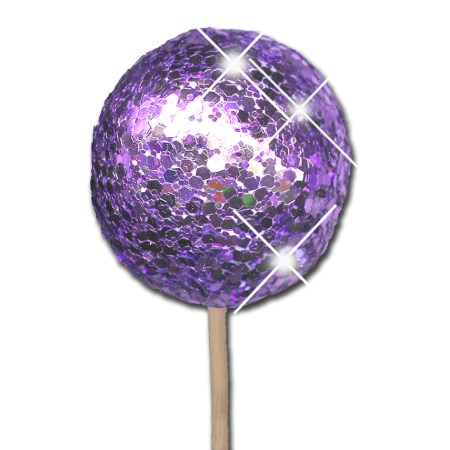 Glitter ball 5 cm on stem 'purple glitter'